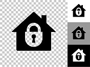 房子安全图标在棋盘透明的背景