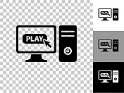 电脑和视频游戏图标上的棋盘透明背景