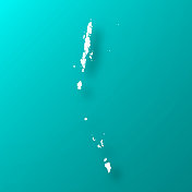 安达曼和尼科巴群岛地图上的蓝绿色背景与阴影