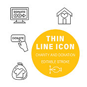 慈善和捐赠线图标 慈善和捐赠线图标