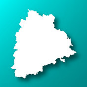 泰伦加纳邦地图上的蓝绿色背景与阴影