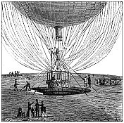 科学发现、实验和发明的古董插图:热气球