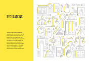 法规相关线设计风格网页横幅矢量插图