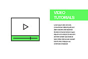 视频教程平坦线图标，轮廓矢量符号插图。像素完美