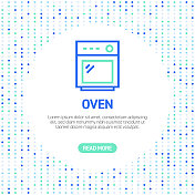 烤箱行图标。简单的轮廓图标与模式