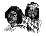 古董插图:美国原住民，加利福尼亚人