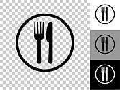 食物广场标志图标在棋盘透明的背景