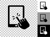 触摸屏平板电脑图标在棋盘透明背景