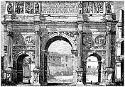古董插图:Arco di Costantino，君士坦丁拱门，罗马
