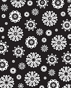 所有的花雏菊图案在黑色和白色