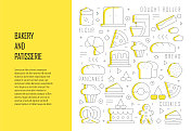 面包房和糕点相关线设计风格网页横幅矢量插图 面包房和糕点相关线设计风格网页横幅矢量插图