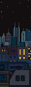 夜市景观手绘插图和设计垂直网页横幅
