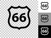 公路66图标在棋盘透明的背景