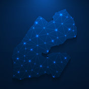 吉布提地图网络-明亮的网格在深蓝色的背景