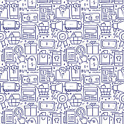 购物涂鸦无缝模式和线条图标 购物涂鸦无缝模式和线条图标