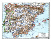 1897年的西班牙和葡萄牙地图