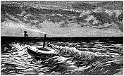 古董插图:漂浮的救生艇浮标
