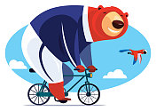 快乐熊和鹦鹉骑自行车