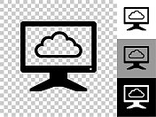 监控云计算图标上的棋盘透明背景