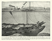 潜水员在探索一艘沉没的军舰，英国皇家乔治号