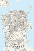 旧金山，加利福尼亚矢量地图