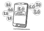 智能手机软件更新数字概念绘图