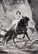 西班牙国王阿方索十三世骑着巨大的木马