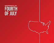 7月4日旗帜矢量插图，美国国旗挥舞与星星的背景。股票插图