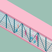 登机桥矢量图,从上面观察角度。一群人正在登机。 登机桥矢量图,从上面观察角度。一群人正在登机。