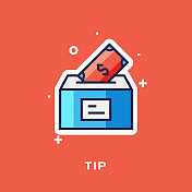 Tip Box Flat Line Icon, Outline Vector Symbol插图。