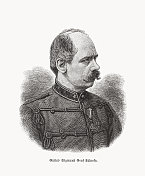 古斯塔夫伯爵Kálnoky(1832-1898),奥匈帝国政治家,木版,1893年出版 古斯塔夫伯爵Kálnoky(1832-1898),奥匈帝国政治家,木版,1893年出版