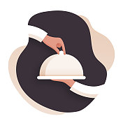 餐厅，食物和饮料相关矢量插图