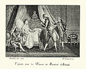 18世纪，男人们围着躺在床上的女人