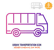 城市交通连续线可编辑笔画线