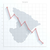Sergipe地图上的金融图上有红色的下降趋势线