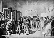 19世纪，拿破仑・波拿巴和约瑟芬参观法国里昂的一家丝绸工厂