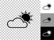 太阳后面的云图标在棋盘透明的背景