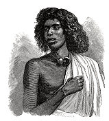 索马里男子肖像，卷曲浓密的头发