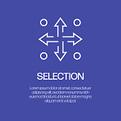 选择线图标，轮廓向量符号插图。