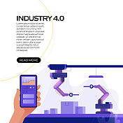 工业4.0概念矢量插图网站横幅，广告和营销材料，在线广告，业务演示等。