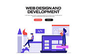 网页设计和开发的概念矢量插图网站横幅，广告和营销材料，在线广告，商业演示等。