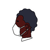 戴着可重复使用面罩的黑人。