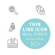 细线房地产图标集