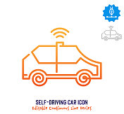 自动驾驶汽车连续线可编辑笔画线