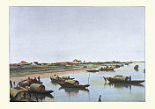 越南Ca河贸易港口的船只