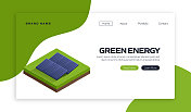 绿色能源概念矢量插图登陆页面模板，网站横幅，广告和营销材料，在线广告，业务演示等。