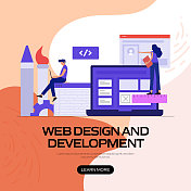 网页设计和开发的概念矢量插图网站横幅，广告和营销材料，在线广告，商业演示等。