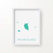 白色背景的皮特凯恩群岛地图