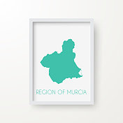 穆尔西亚地区的地图在白色背景的框架上