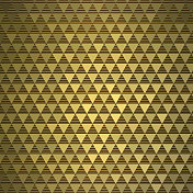 双三角形图案，金色反光和条纹。